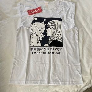 NWT Romwe I want to be a cat t-shirt
